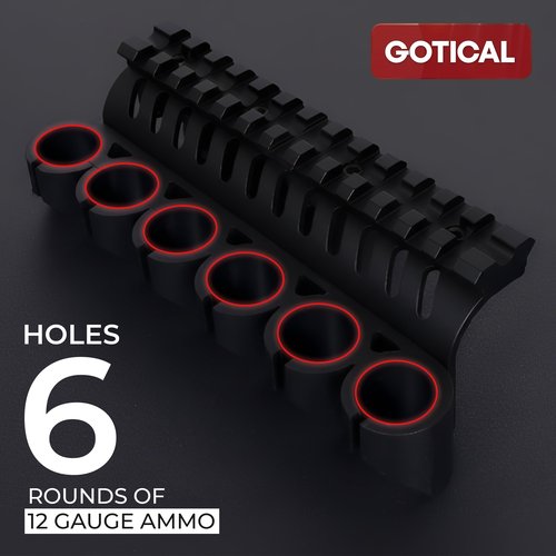 Gotical – Quick Detach Saddle Side 12 Gauge 6 Round Shell Holder Carrier Plate Carrier Kit Mossberg 500/590 Side Saddle & Durable (12 Gauge 6 Round Shell Holder)