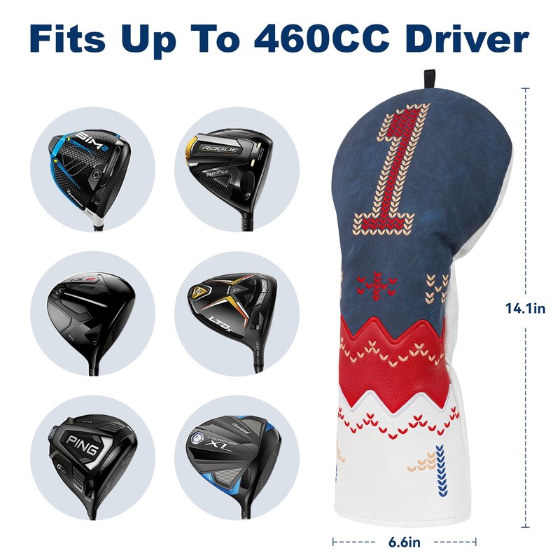 Craftsman Golf Club Headcover Driver Head Cover Fair Isle Pattern Golf Headcover Golf Club Cover for Driver Golf Gift