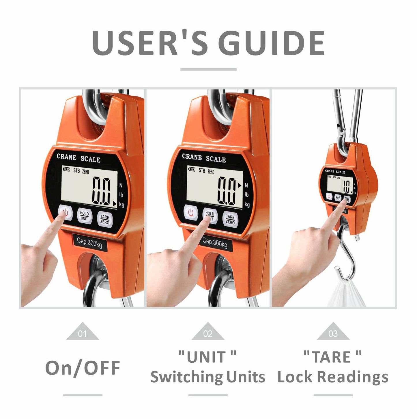 GRAM PRES Digital Hanging Scale 660 Lb 300 Kg