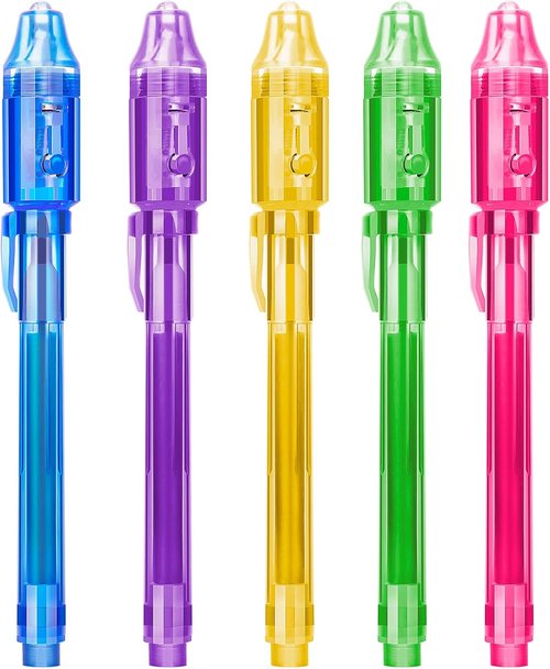 Invisible Spy Ink Pen Set - 5 Pack with UV Light | Fun Party Favors for Kids 8-12, Perfect for Stocking Stuffers