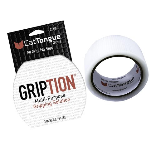 CATTONGUE GRIPS Non-Abrasive Grip Tape Roll - Heavy-Duty 2” Waterproof Anti-Slip Tape for Indoor & Outdoor Use (Clear, 10ft)