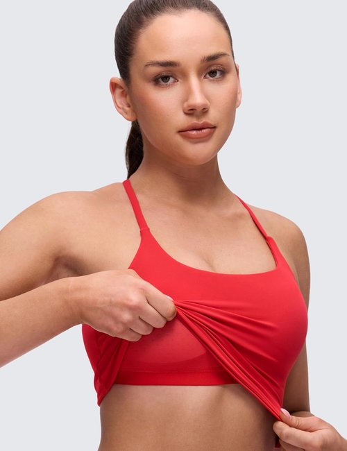 CRZ YOGA Butterluxe Crop Tank Top for Women - Padded, Adjustable Straps | Longline Yoga Bra