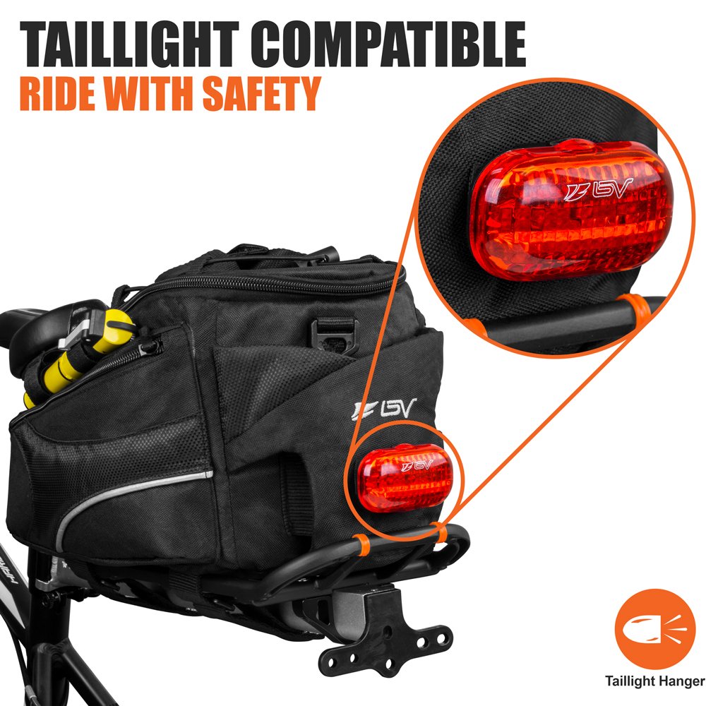 BV Bike Bag - Rear Bike Saddle Bag with Secure Velcro Mount & Shoulder Strap - Pump Holder, Bottle Pocket & Reflective Trim - Ideal for Work, Commute & Everyday Cycling - Bike Bags for Bicycles