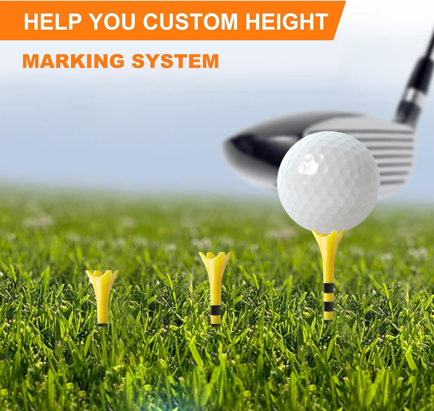 Professional Plastic Golf Tees - 100 Pack | Enhanced Durability & Stability, 3-1/4" & 2-3/4" Sizes