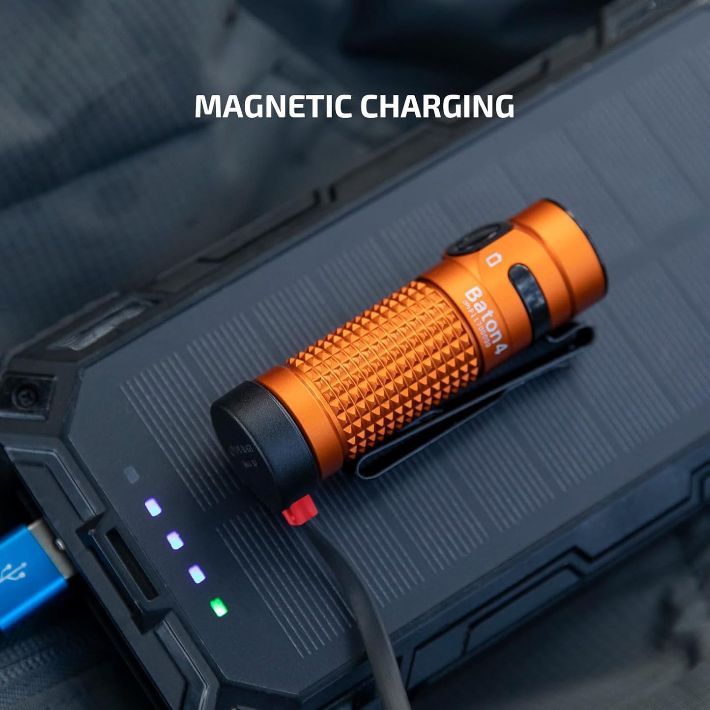OLIGHT Baton4 Rechargeable EDC Flashlight - 1300 Lumens, IPX8 Waterproof, Compact & Versatile (Orange)