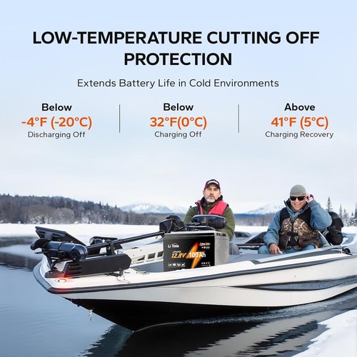 Litime 12V Lithium Battery - 100Ah LiFePO4 Trolling Motor Power | Low Temp Protection & 15000 Cycles