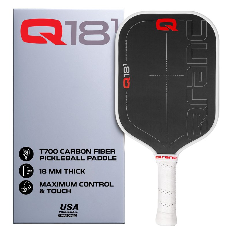 QRANC Q18-1 Pro T700 Pickleball Paddle, Carbon Fiber Pickleball Paddle and Glass Fiber, with PP Honeycomb Core, Pickle Ball Paddles, USAPA Approved, 18mm Size