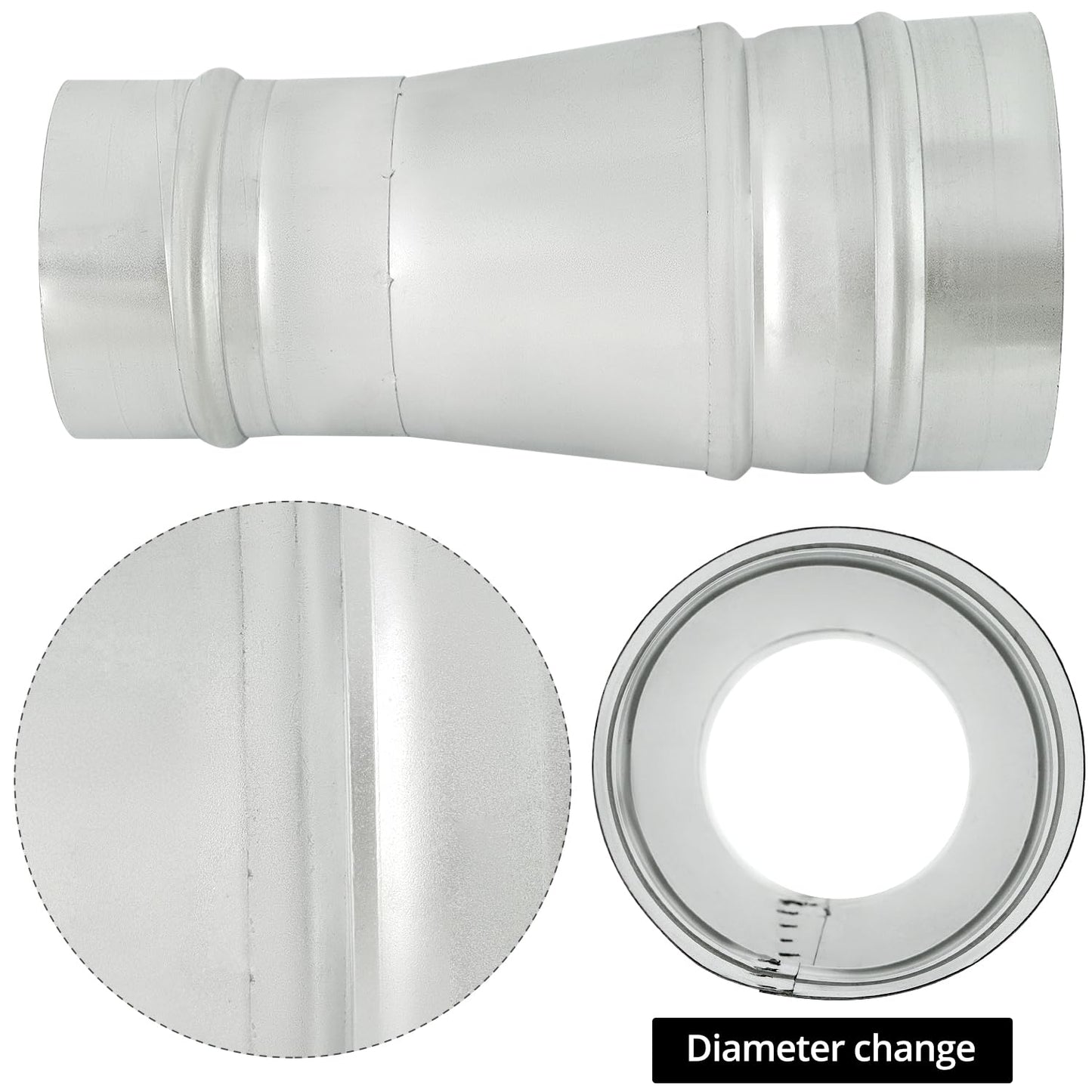 QWORK 4" to 3.15" Duct Reducer, 8.5" Long Steel HVAC Round Reducer Duct Fitting Pipe Increaser