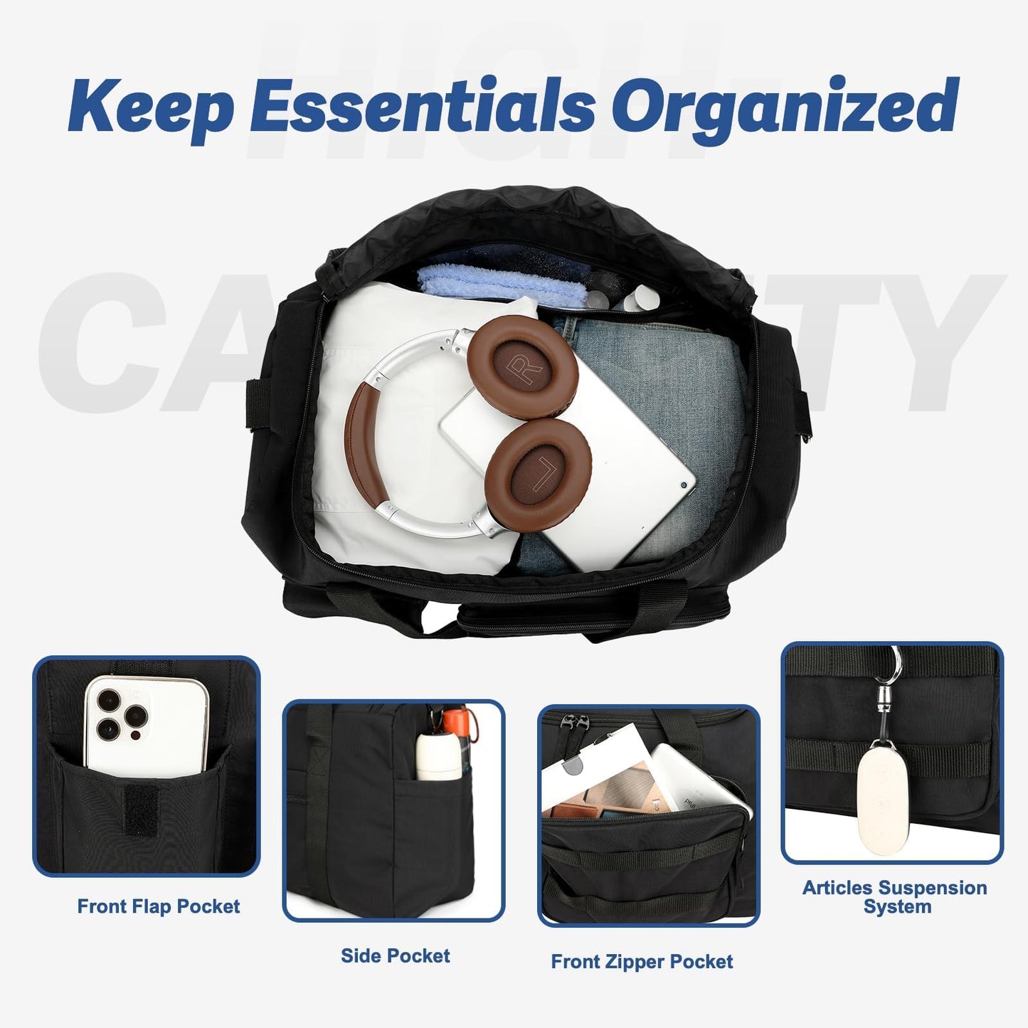 Castura Gym Bags for Women & Men - Lightweight Travel Duffle Bag with Shoes Compartment & Wet Pocket, Durable Carry-on Weekend Bag, Medium