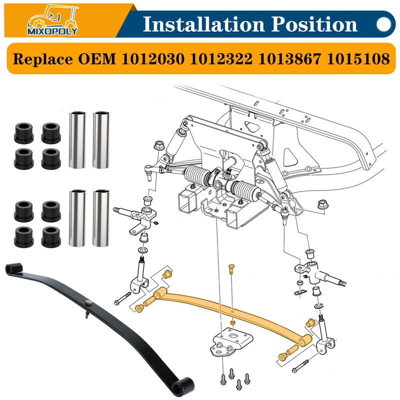 Mixopoly Golf Cart Front Leaf Spring Kit for Club Car Precedent 2004-2008 and Club Car DS 1981-up, One-Leaf Heavy Duty Leaf Spring, Replace OEM 1012030 1012322 1013867 1015108 103628701