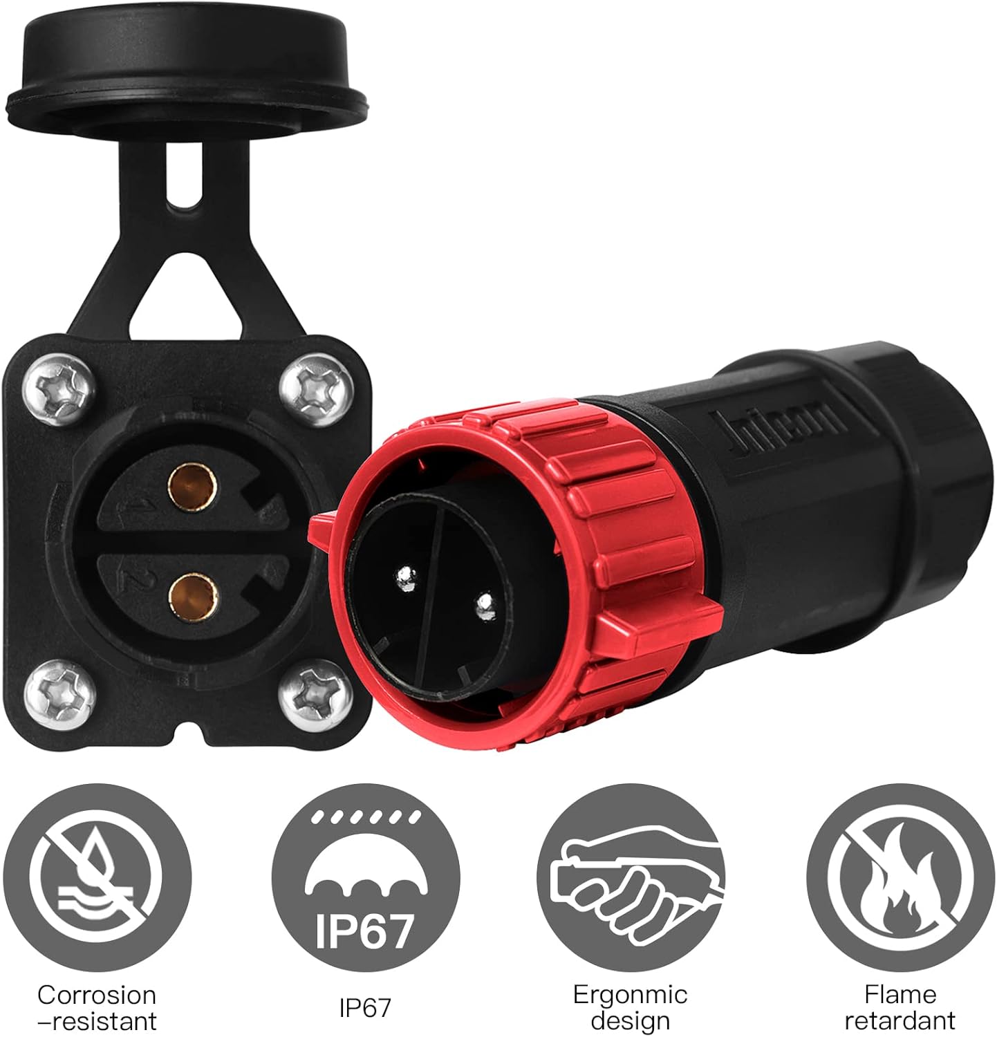Skiennix Trolling Motor Plug Receptacle Set - Waterproof 12V/24V/36V/48V DC Power Connector for Marine Use