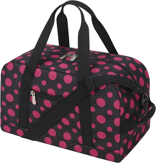 Apenze Small Gym Bag - Lightweight 14-Inch Mini Duffel for Travel & Sports | Polka Dot Pink