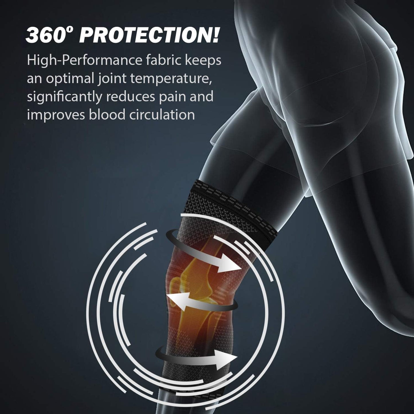 POWERLIX Knee Compression Sleeve - Ultimate Support for Running & Sports | Black, Large Size