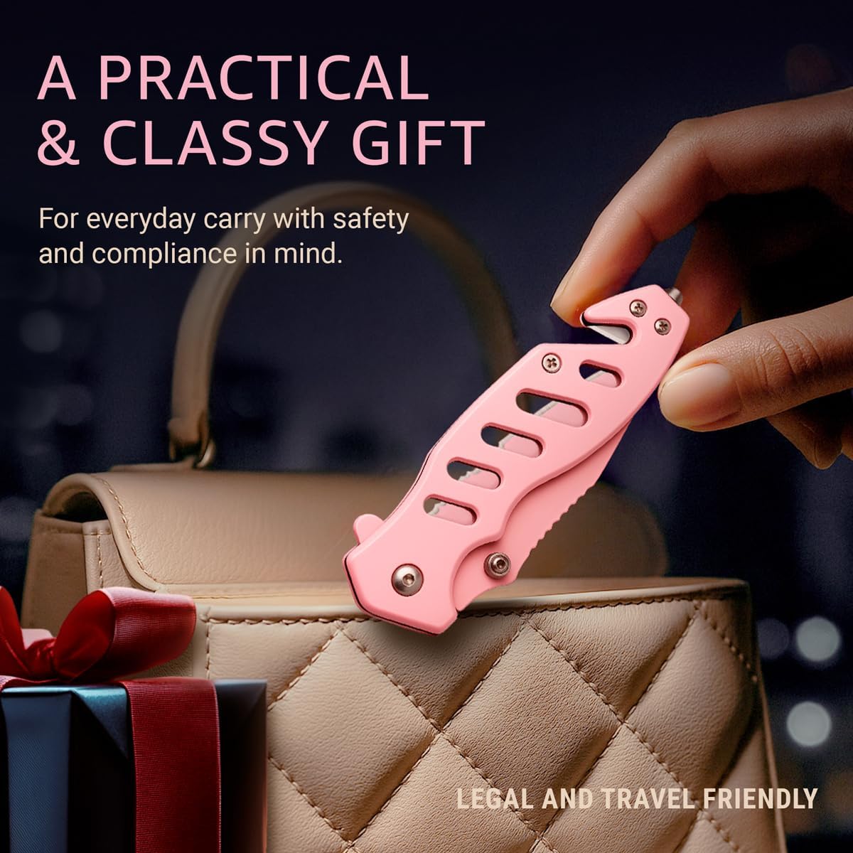 Skiennix Pink Pocket Knife for Women - Compact 2.68 Inch Serrated Blade - Stylish Self Defense Tool | Perfect Gift Idea