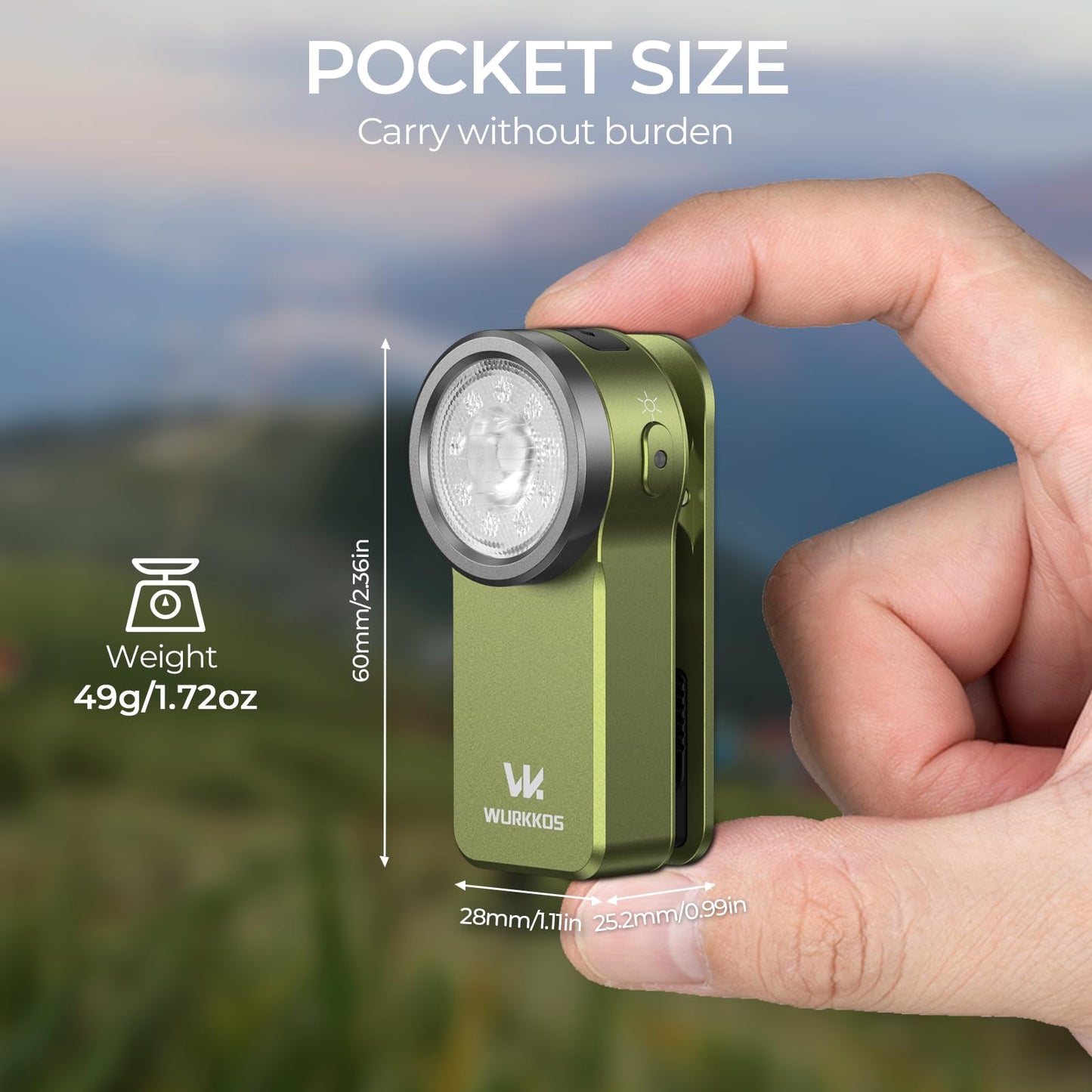 Wurkkos HD03 EDC Flashlight Rechargeable Clip-on Light 90 High CRI