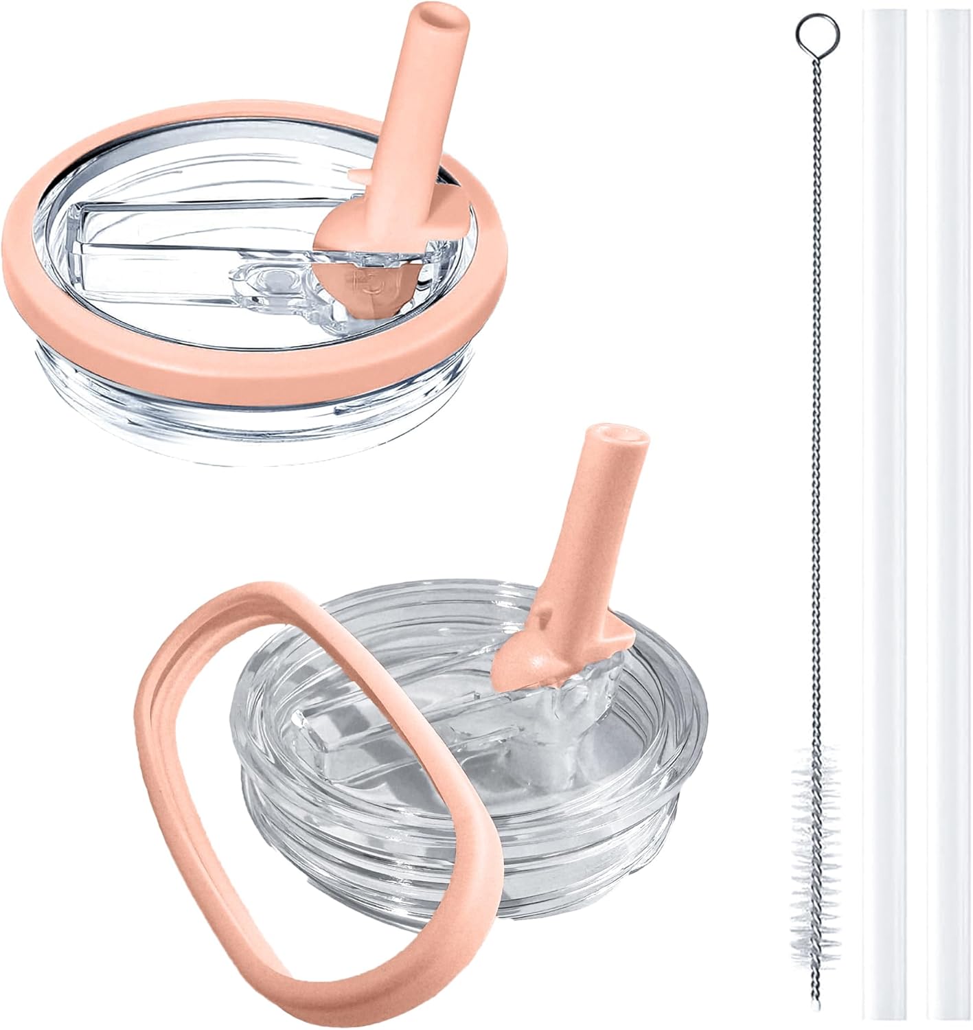 Stanley Leak Proof Lid - Flip Straw Accessory for Stanley Quencher H2.0 40 oz Tumbler - BPA Free, Peach Color | 2 Pack
