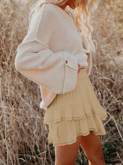 Aoudery Flowy Shorts - Women's Casual Boho Ruffle Tiered High Waist Skorts | Perfect for Golf & Tennis