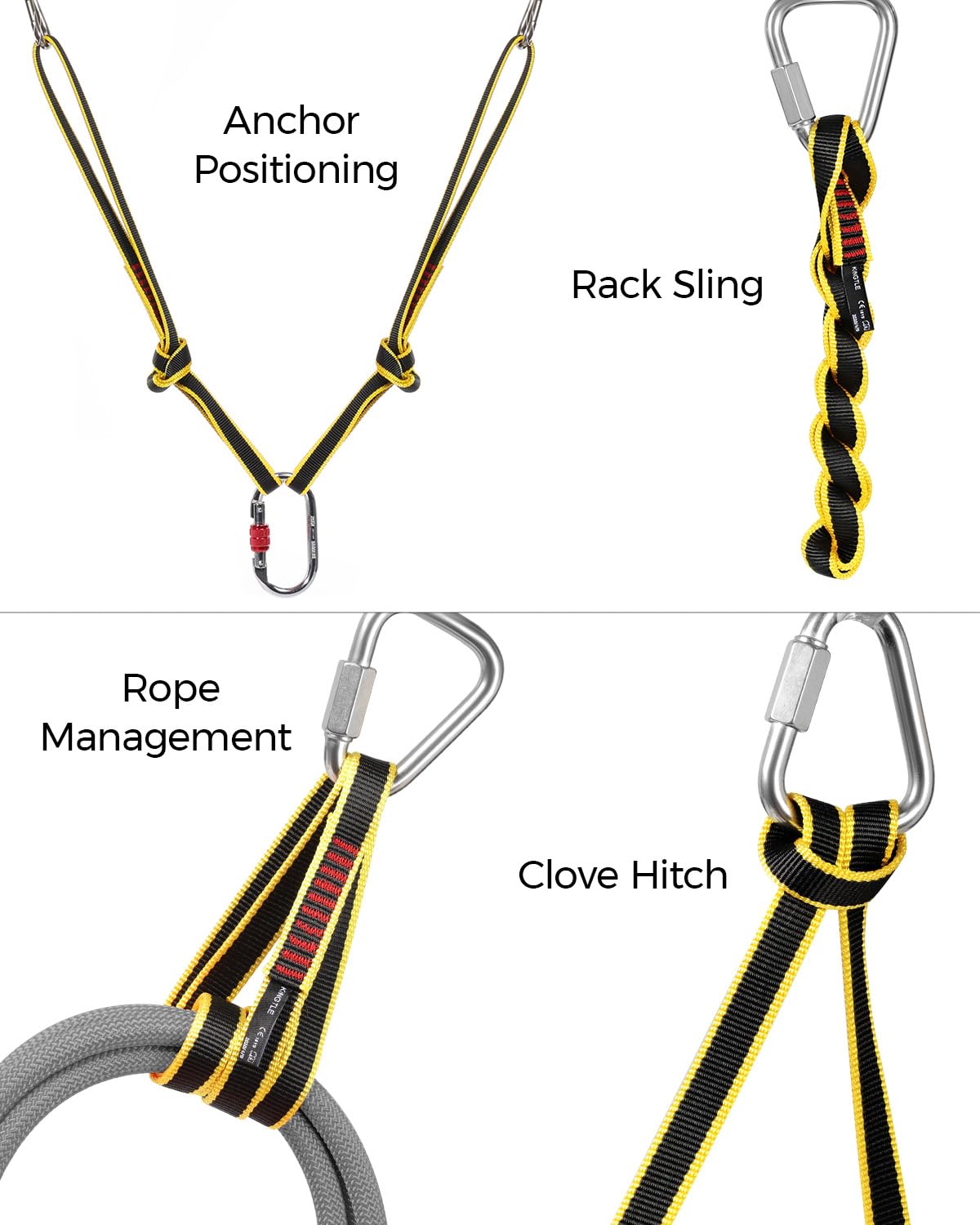 KINGTLE 20MM Nylon Climbing Sling Runner 22kN CE1019/EN566 UIAA Certified,Rock Climbing Webbing Straps for Rock Climbing,Mountaineering, Rappelling,6PCS