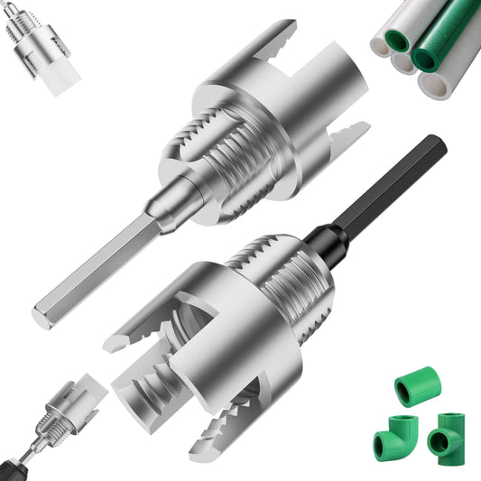 2Pcs Pipe Threading Tool, Integrated Internal & External Pipe Threading Tool, 1/2" and 3/4" PVC Pipe Threader, Electric Drill Compatible Dual-Function 2 in 1 Plastic PVC Pipe Threading Tool, Primary