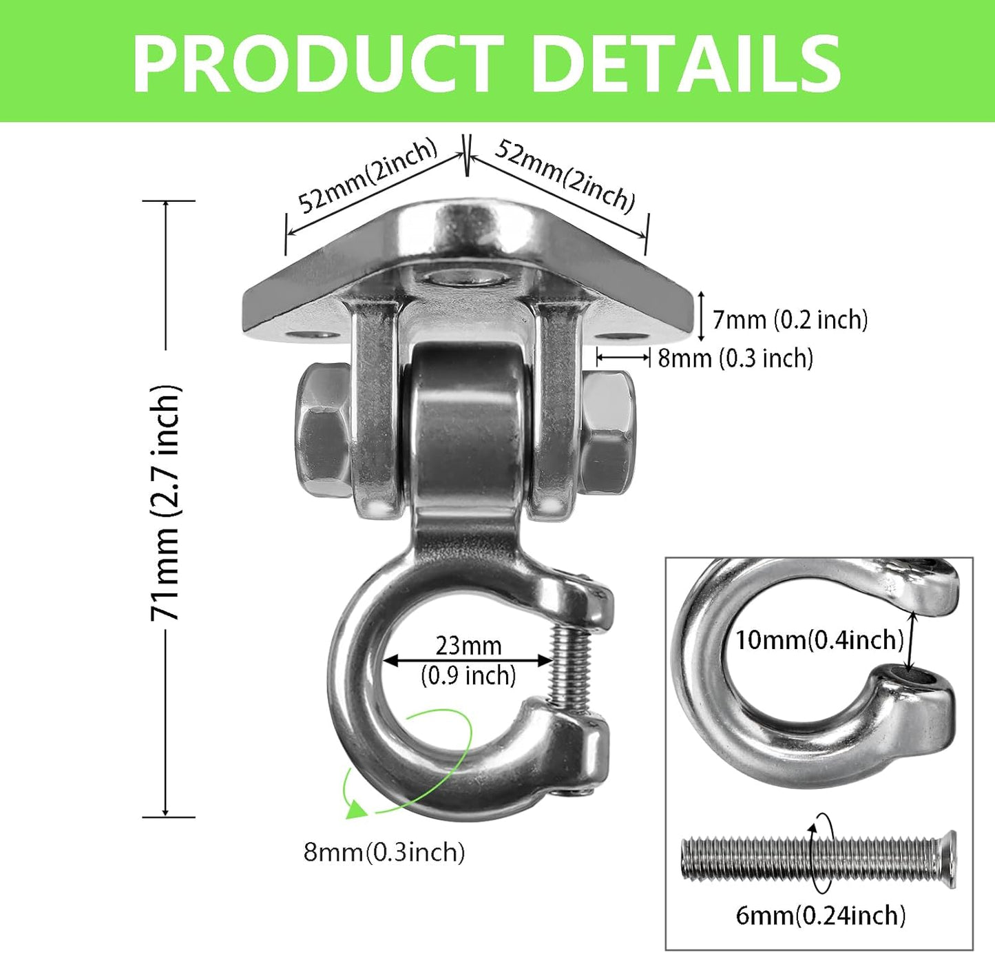 Skiennix Heavy Duty Swing Hangers - Smooth 180° Operation | 1000 lb Capacity for Indoor/Outdoor Use