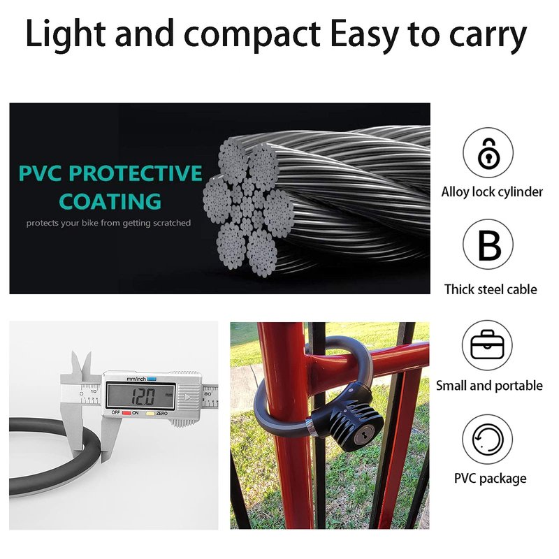 Bicycle Lock,Small Portable Ring Safety Anti-Theft Tamper Proof Shear Resistance Thickened Steel Cable Alloy,Apply to Mountain Bike Road Cycling Touring Foldable Bicycle(Orange)