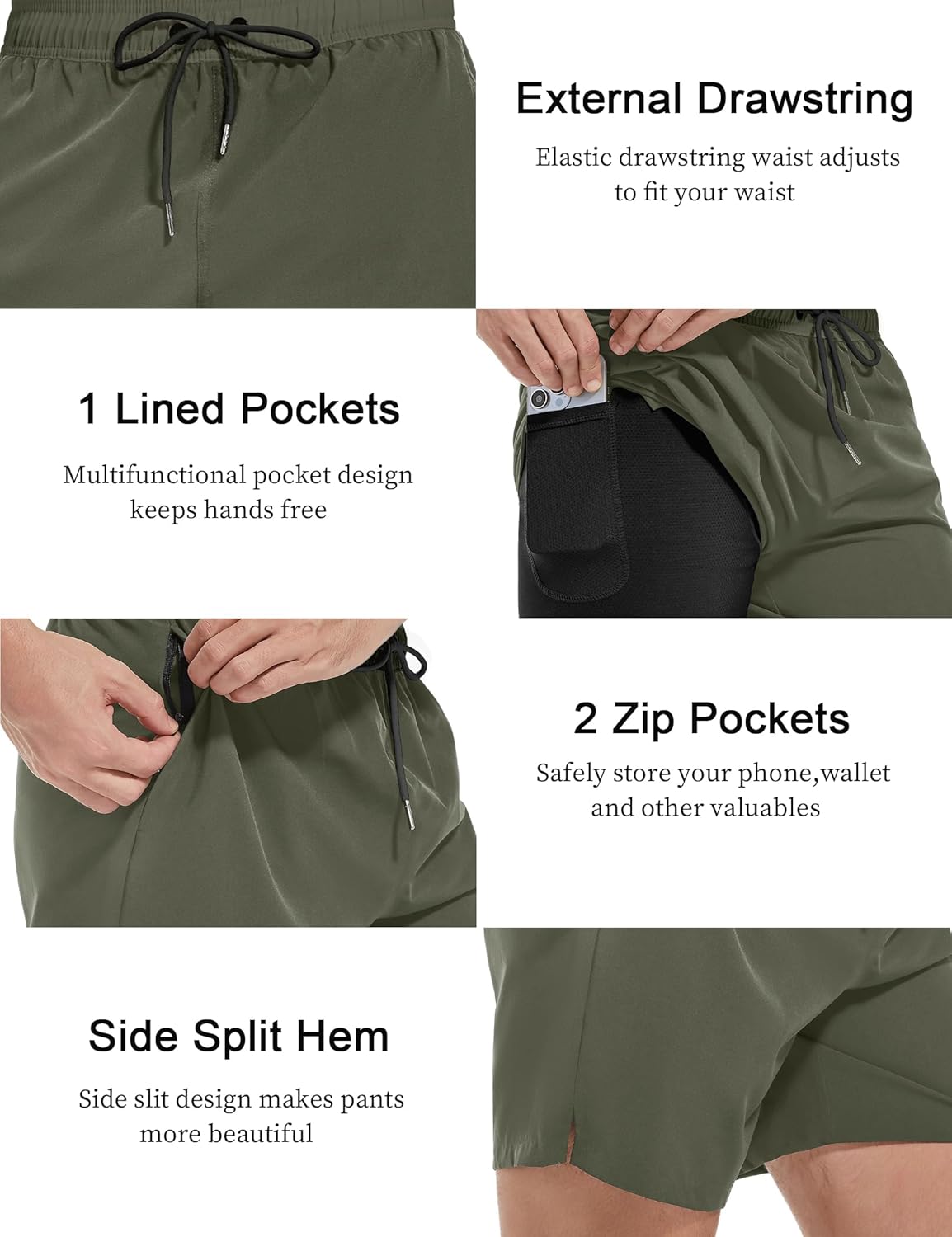 Skiennix Men's 5-Inch Gym Shorts - Lightweight Quick-Dry Athletic Running & Hiking Shorts