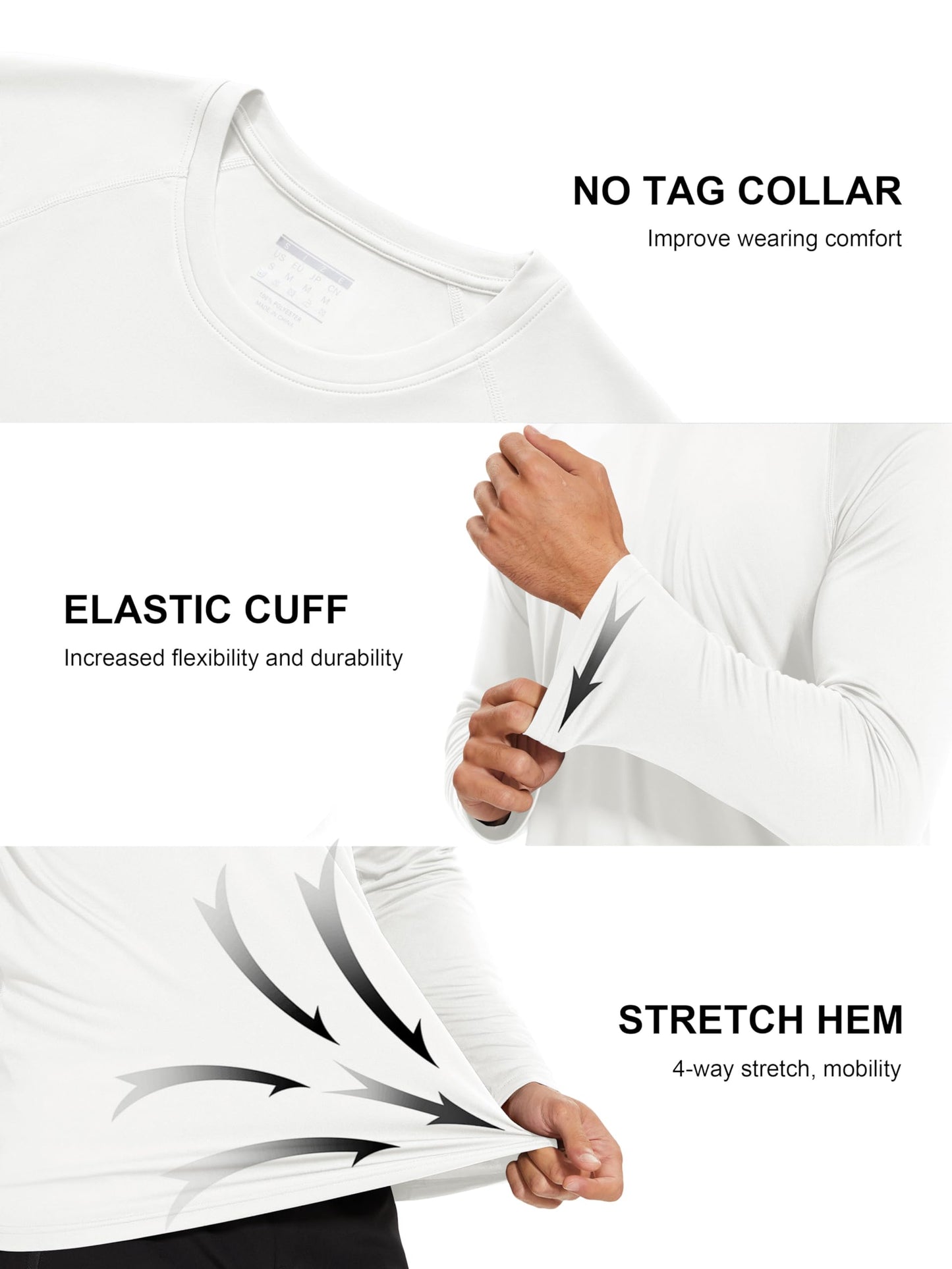 MAGCOMSEN Mens Athletic T-Shirt Long Sleeve Rashguard for Men Hiking Shirt Climbing Shirt Outdoor Shirts Long Sleeve 50 Protection Shirt White