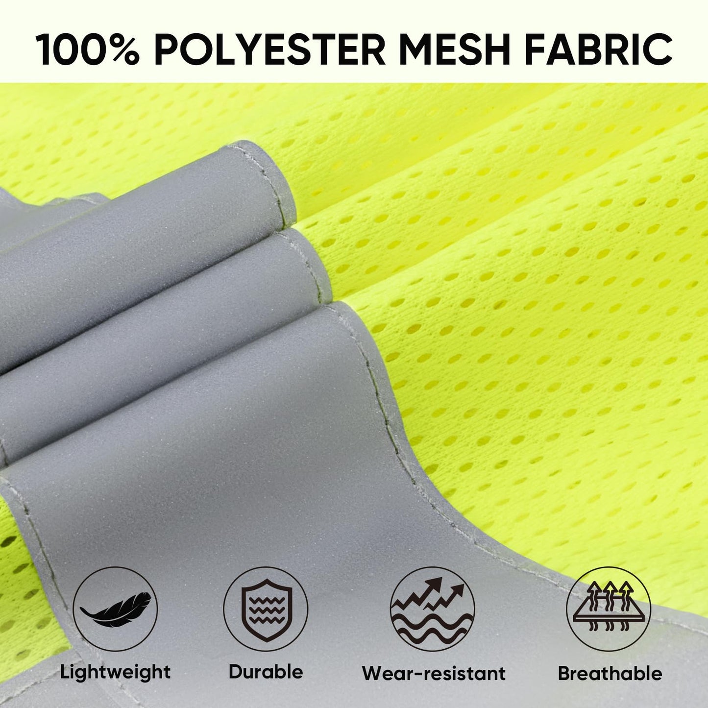 TICONN Reflective Safety Vest, High Visibility Vest with Reflective Strips for Men Women, Meets ANSI II (Yellow/M, 2PK)