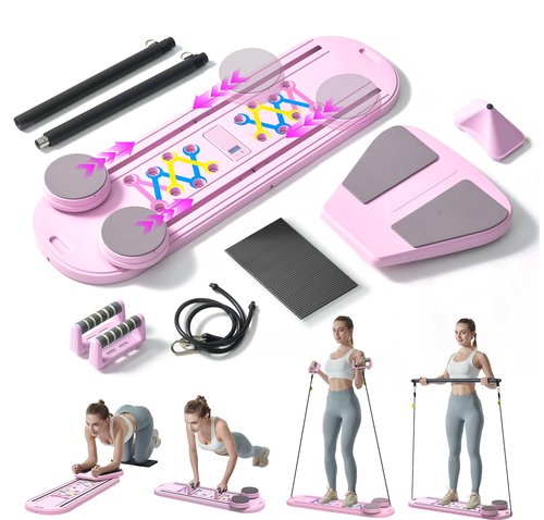 Maksone Pilates Board, Portable Foldable Reformer Training Set for Full-Body Workouts, 6-in-1 Versatile Kit with Multifunctional Ab Roller, Home Core Workout Equipment