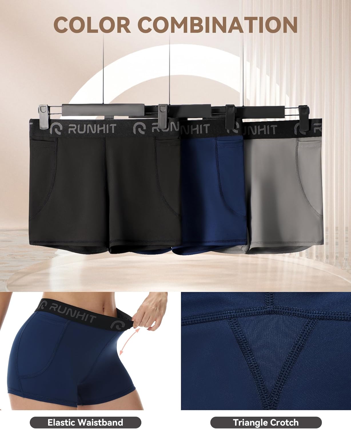 Runhit 3" Volleyball Shorts - Women's Compression Spandex Workout Shorts | 3-Pack Athletic Gear