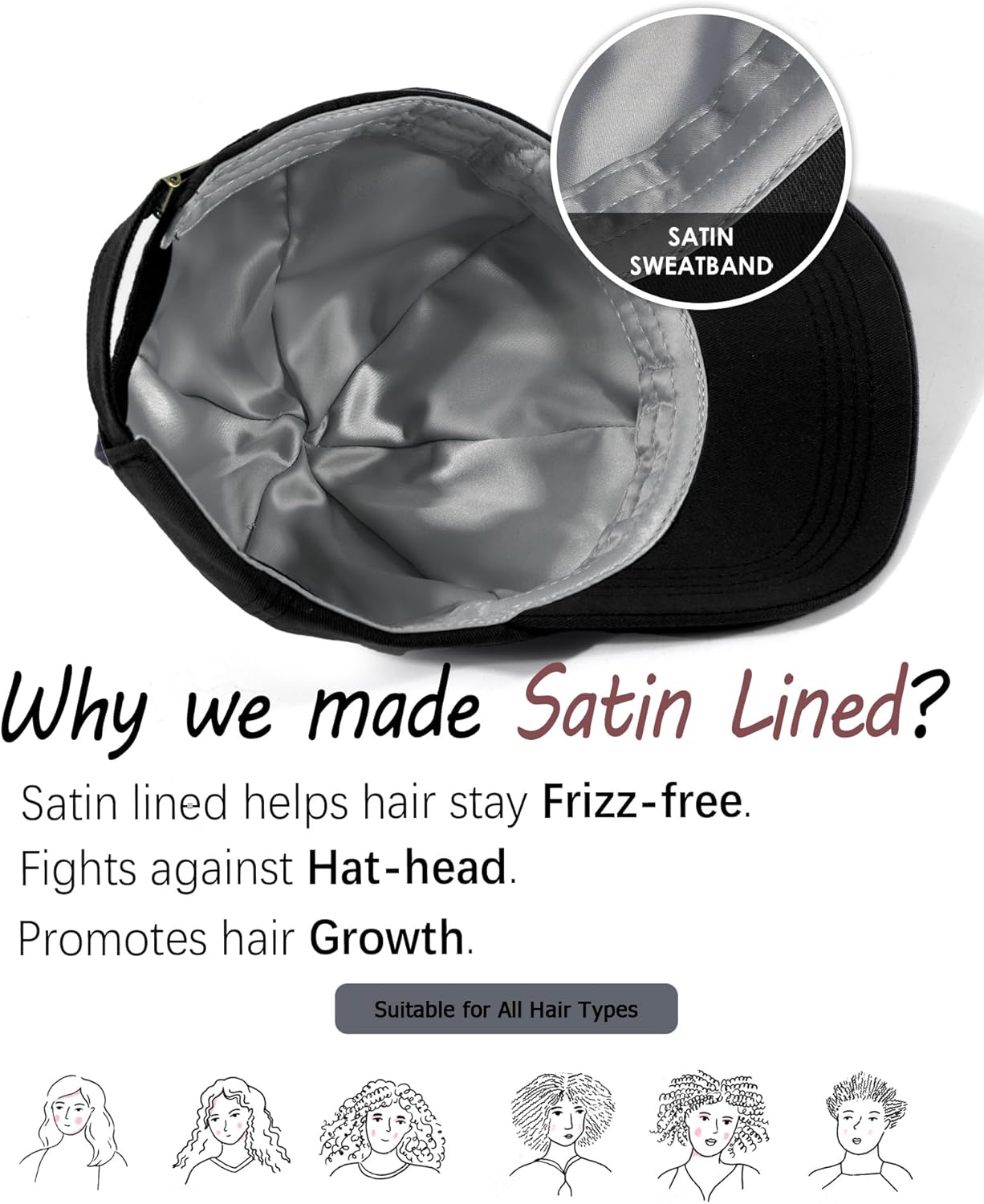Skiennix Women's Satin Lined Baseball Cap - Adjustable Vintage Dad Hat in Washed Cotton