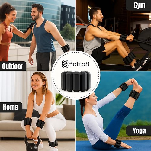 Patented Design Wrist & Ankle Weights for Women & Men - Adjustable Silicone Weighted Bracelet Set for Gym, Yoga, Pilates, Cardio & Strength Training - Wearable Arm & Leg Workout Weights (Black)