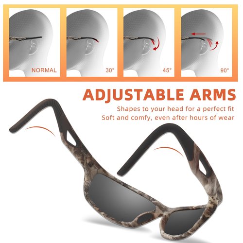 JIANGTUN Camo Polarized Wrap-around Sport Sunglasses for Men Women UV400 Driving Fishing Hunting Sun Glasses