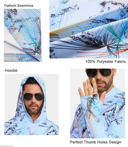 iCKER Men's UPF 50+ Sun Protection Hoodie - Long Sleeve Rash Guard for Fishing & Outdoor Activities