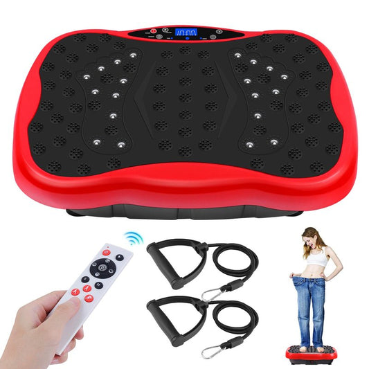 Vibration Plate Exercise Machine, Health & Fitness Full Body Vibration Platform, Portable Vibration Plate Platform for Weight Loss Home Fitness, w/Resistance Bands+Remote