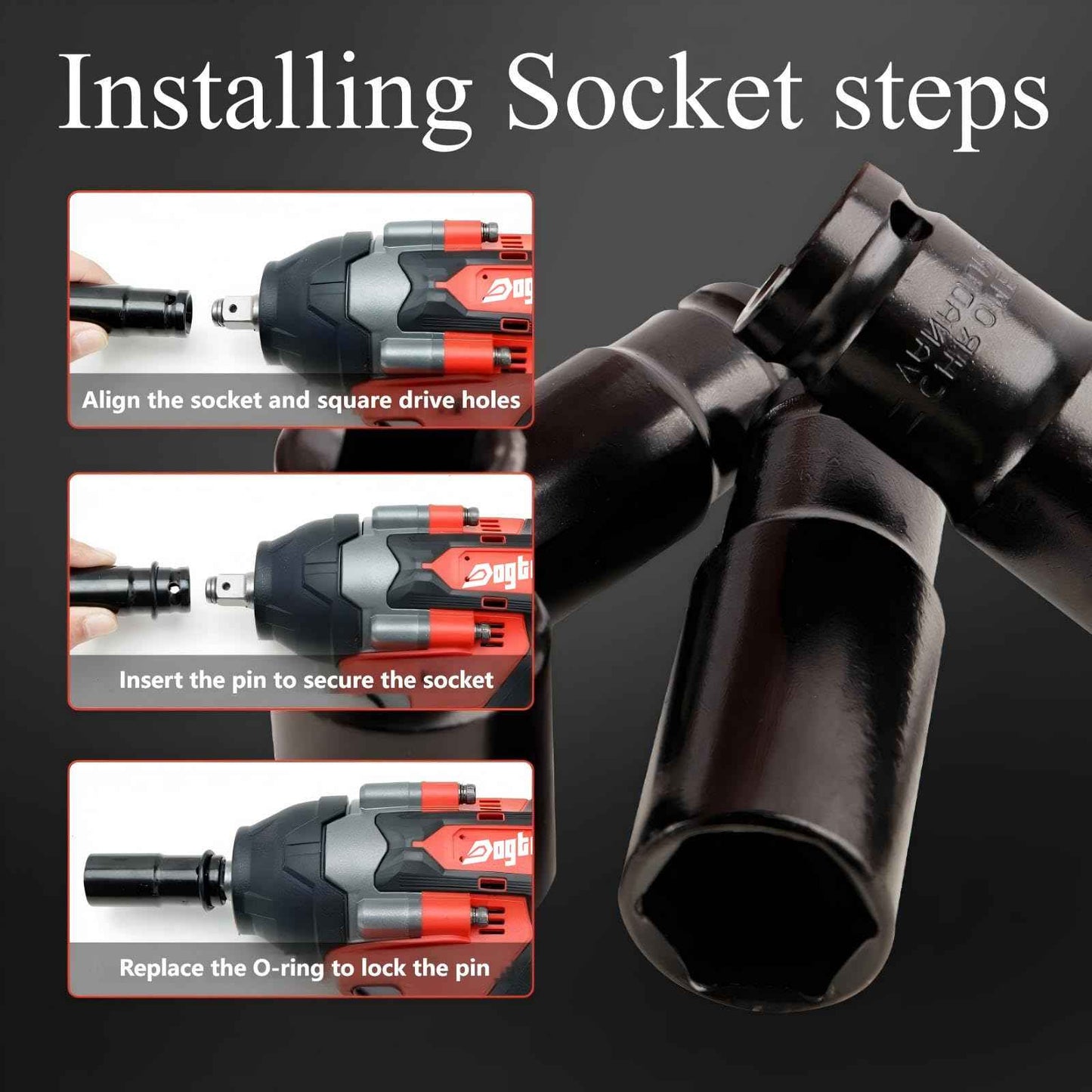 Dogtooth 20V Cordless Impact Wrench 1/2'', High Torque Maximum 850 NM, Brushless Motor, Variable Speeds Max 3200RPM, 2 * 4.0 Ah Battery and Charger in Combo Kit, Compatible with Makita 18V Battery