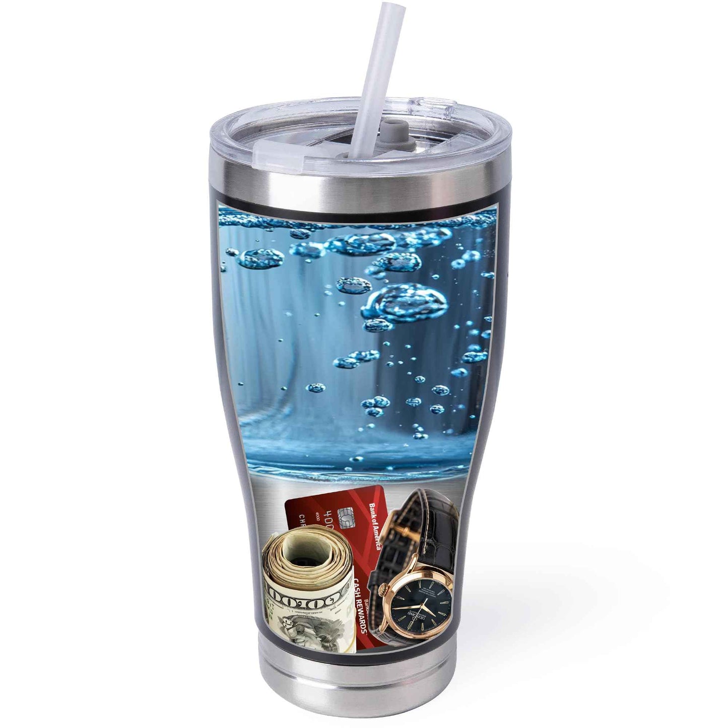 BarGifts 20oz Hidden Safe Water Bottle, Stainless Steel Secret Bottle with Hidden Compartment, Keeps Your Valuables Safe Like Money, Keys, and Jewelry - Black