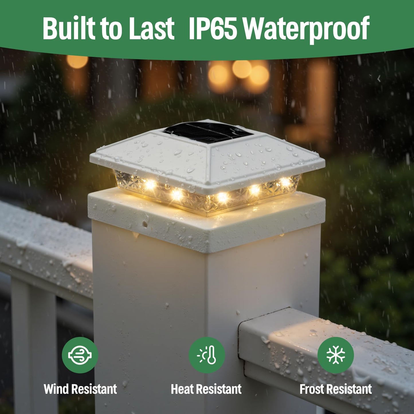 Post Cap Lights 16pack, 4x4 Deck Fence Post Solar Lights Outdoor with Warm White Lighting,White Waterproof Solar Post Lights for Vinyl/Wood Posts to Decorate Fence, Deck,Garden, Patio