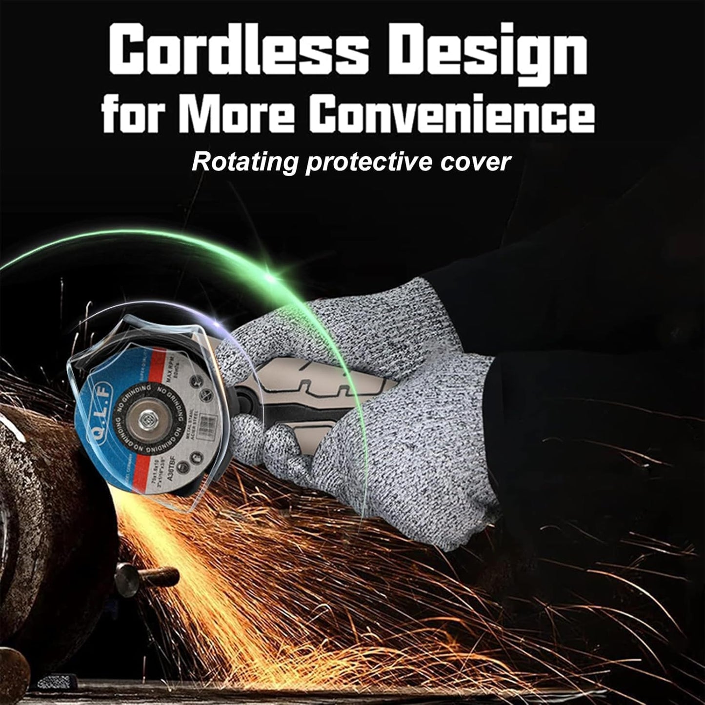 Mini Cordless Angle Grinder Kit - 19500 RPM Electric Tool with 2 Batteries & 5 Cutting Discs for Metal & Wood