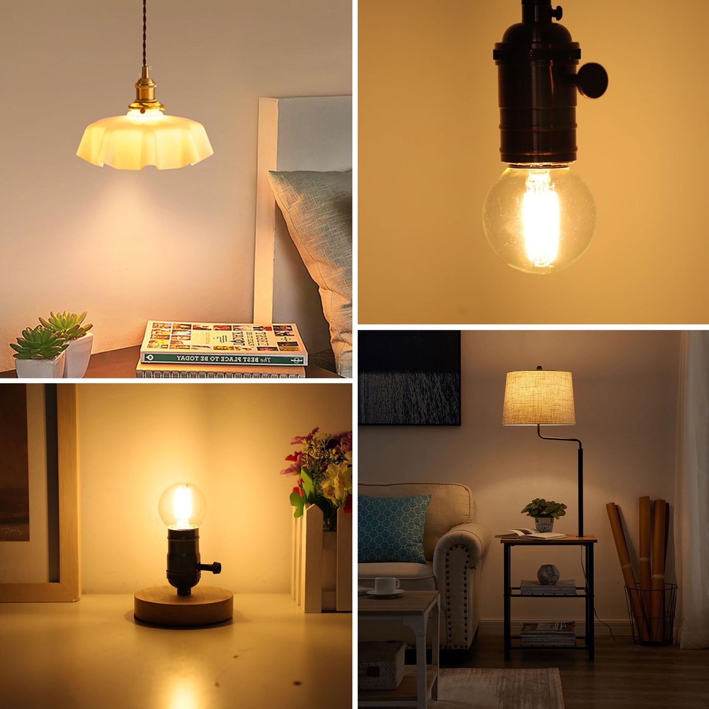 PADMO LUDAZ Dimmable LED G16.5 Light Bulb 40W Equal 4W,Small Round Light Bulbs Globe Short Light Bulbs for Chandelier,Lamp,Bathroom Vanity,Sconce,Warm White 2700K 400LM,Pack of 2