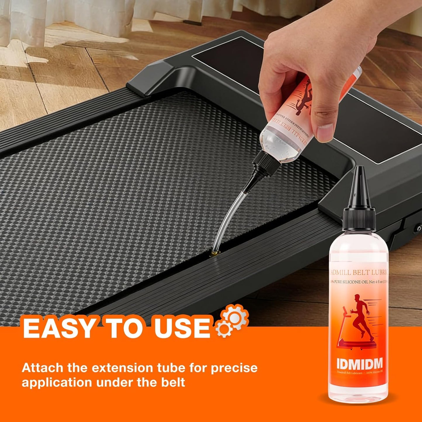 Skiennix Treadmill Belt Lubricant - 100% Silicone Oil, 4 fl oz | Easy-Apply Nozzle, Heat-Resistant, Reduces Noise & Friction