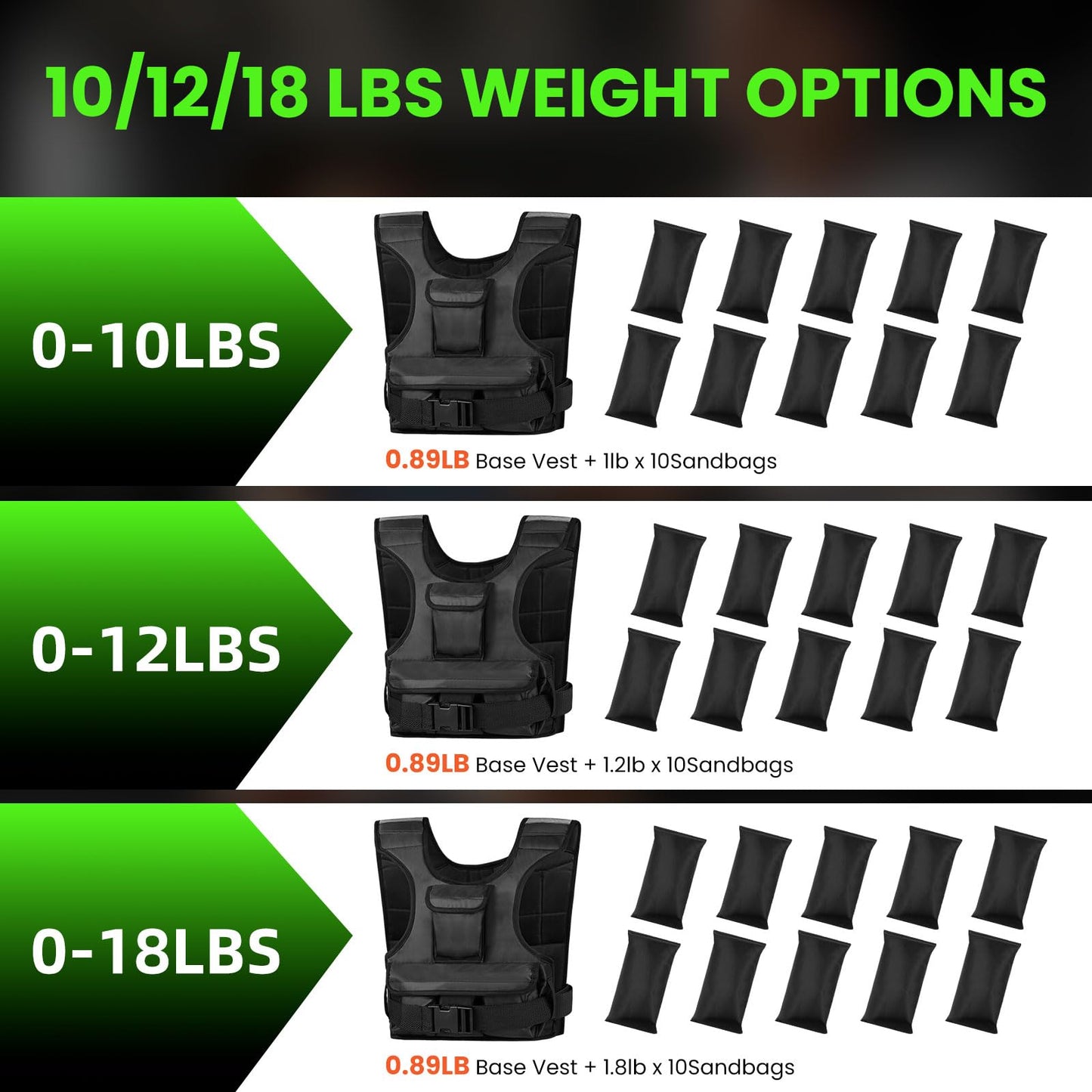 Adjustable Weighted Vest for Women, Customizable 0-18 lbs Strength Training Vest with 10 Removable Sandbag, Breathable Design, Reflective Safety Strips & Multi-Purpose Pockets for Running, Hiking, and Fitness
