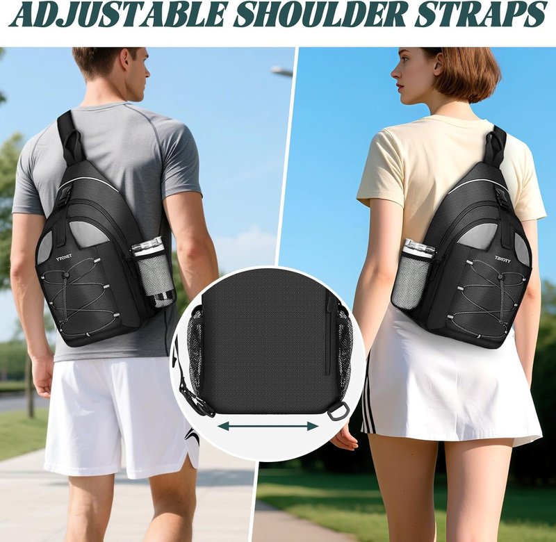Ytonet Pickleball Bags for Men with Wet/Dry Compartment, Pickleball Paddle Bag, Water-Resistant Pickle Ball Backpack Sling Bags for Women, Black