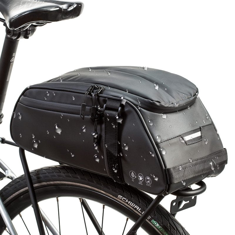 ZIMFANQI Bike Rear Bag Reflective,Water Resistant Bicycle Pannier Rack Bag Cargo Trunk Storage Cycling Carrier Chest Bag,8L Capacity with Multi Pocket Taillight Loop,Shoulder Strap for Outdoor