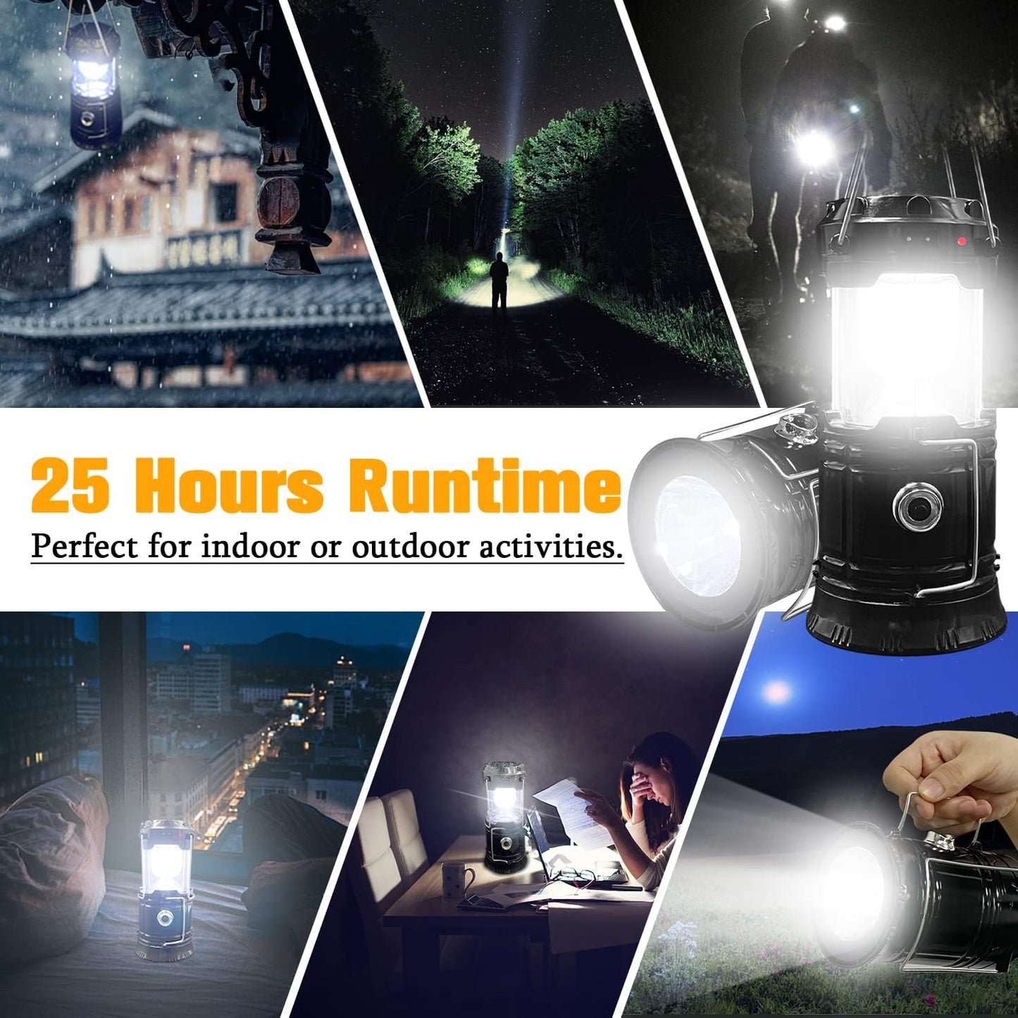 XTAUTO Collapsible Camping Lantern - 2-Pack Solar USB Rechargeable LED Lights for Outdoor & Emergency Use