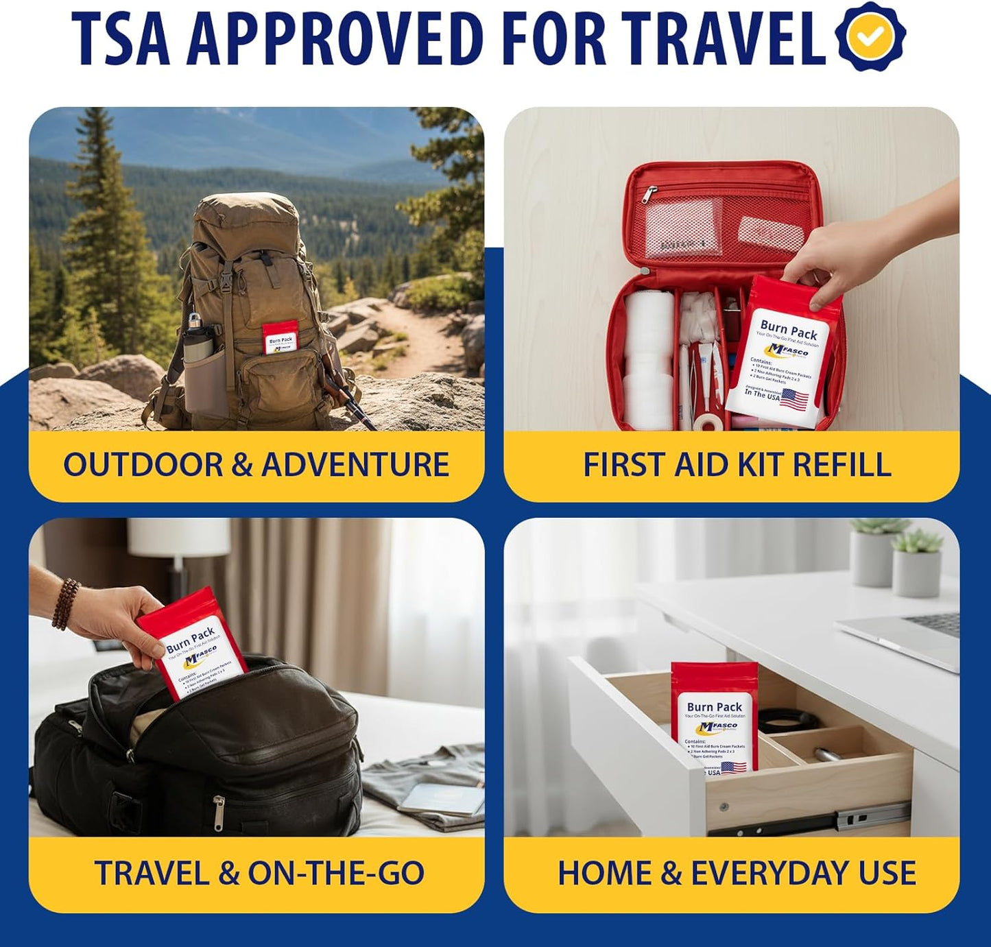 MFASCO First Aid Kit - Comprehensive Burn Care Refill Pack for Emergency Situations