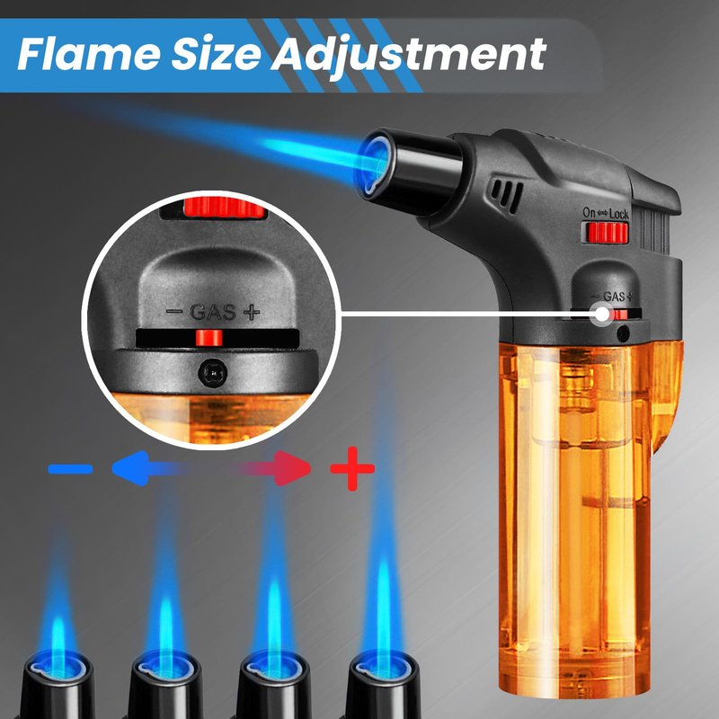 8 Pack Torch Lighters Butane Refillable Lighter Single Jet Flame Windproof Torch Multi Utility Mini Gas Lighter Blow Torch Lighters for Candle Fireplace Camping Grill BBQ Kitchen(No Fuel)
