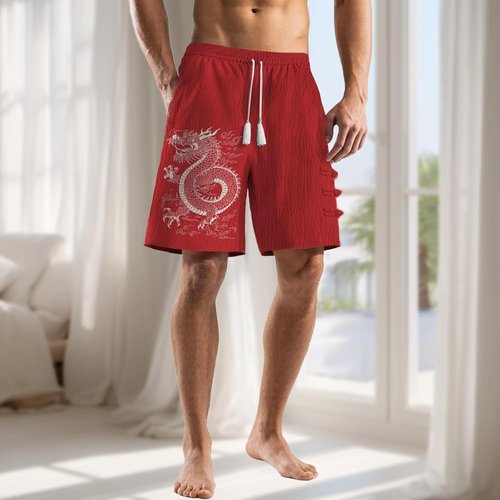 Domirica Summer Shorts - Men's Wide Leg Sports Running Shorts with Elastic Waist & Pockets | Quick-Dry Beachwear