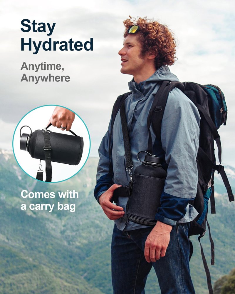 BUZIO Water Bottle Holder Carrying Pouch for 87 oz Bottles - Carry, Protect and Insulate Your Flask with This Military Grade Carrier an Adjustable Padded Shoulder Strap