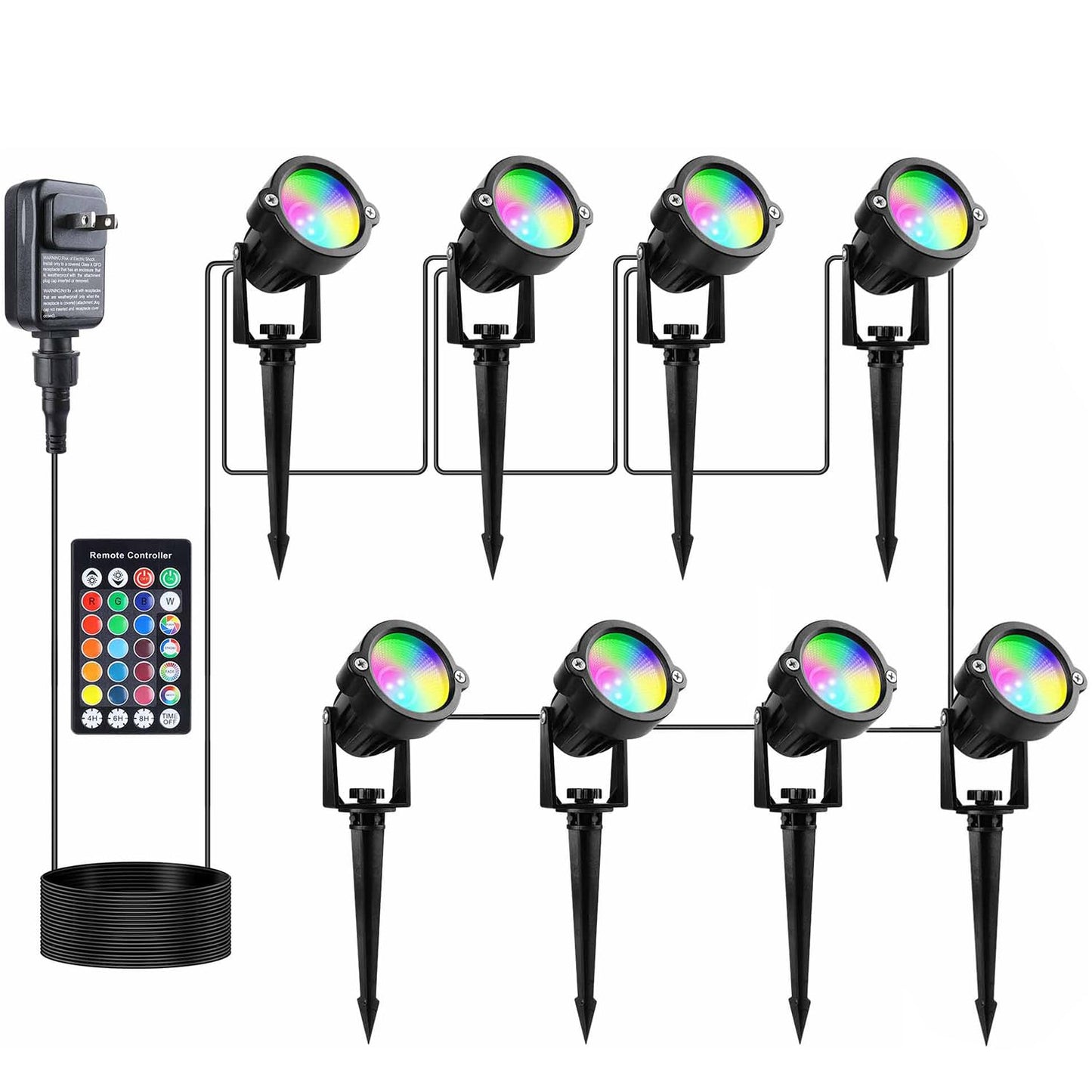 Smiful Color Changing Spotlights Yard Spot Lights Outdoor Timer IP65 Waterproof LED Landscape Lighting Remote Dimmable Memory Pathway House Garden Lawn Christmas Uplights (8 in 1)